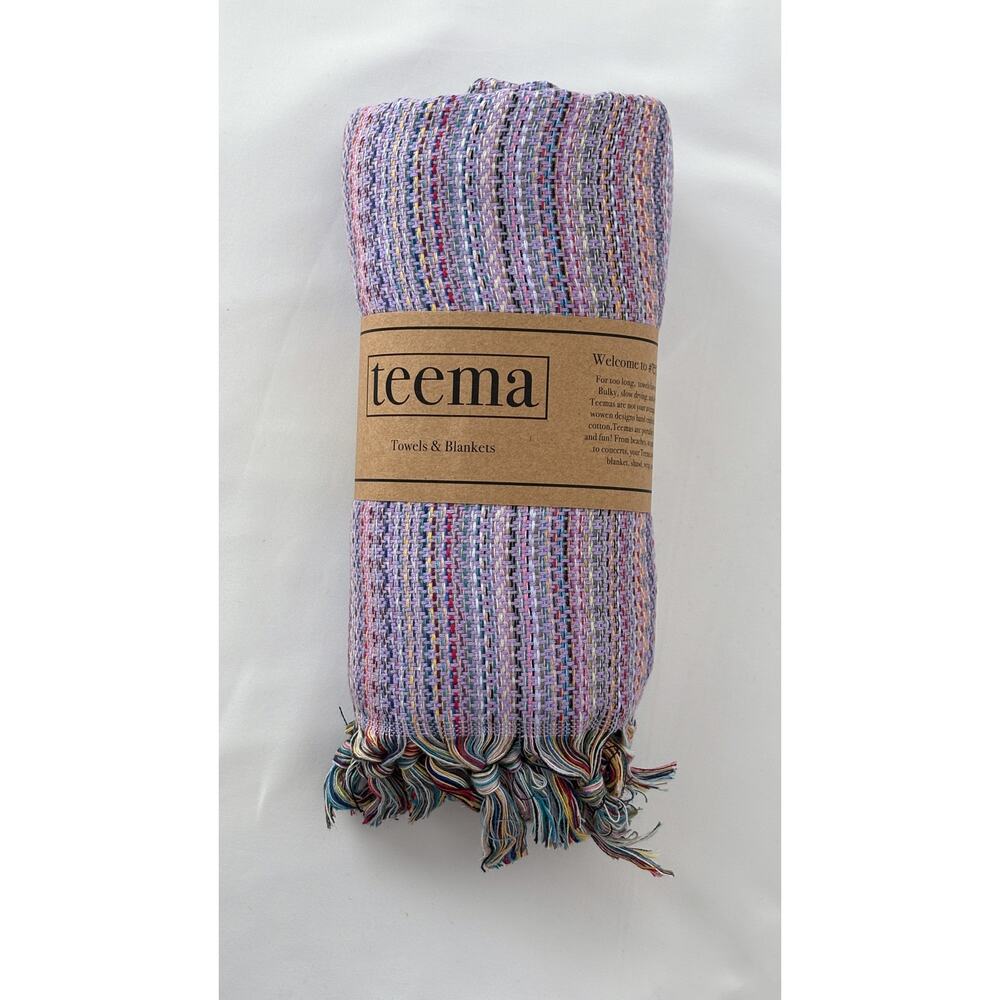 Teema Lilac Labyrinth Turkish Cotton Towel Bath Sheet Blanket 70"x38" New Fringe